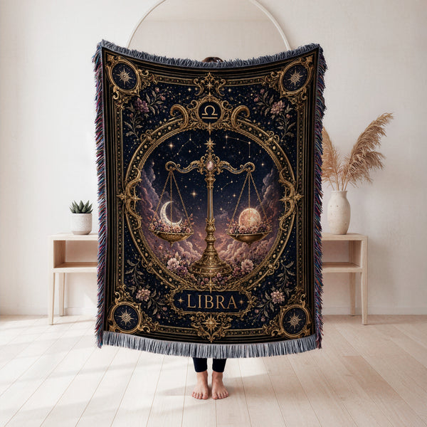 Libra Celestial Balance Scales Zodiac Blanket