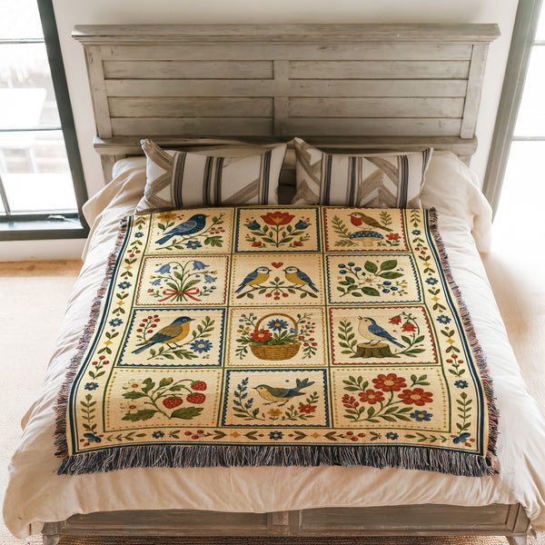 Songbirds & Wildflowers Patchwork Blanket
