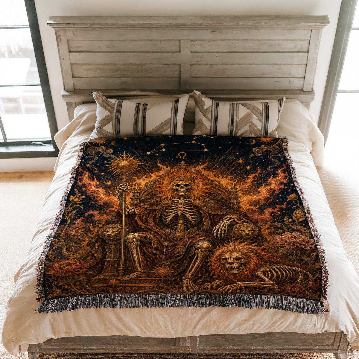 Leo Flame Throne – Gothic Zodiac Blanket