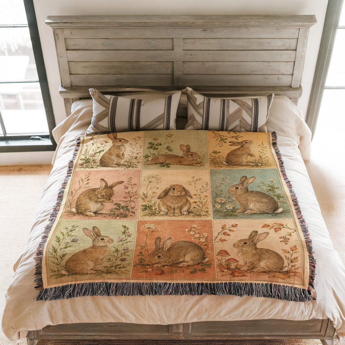 Vintage Woodland Rabbit Blanket