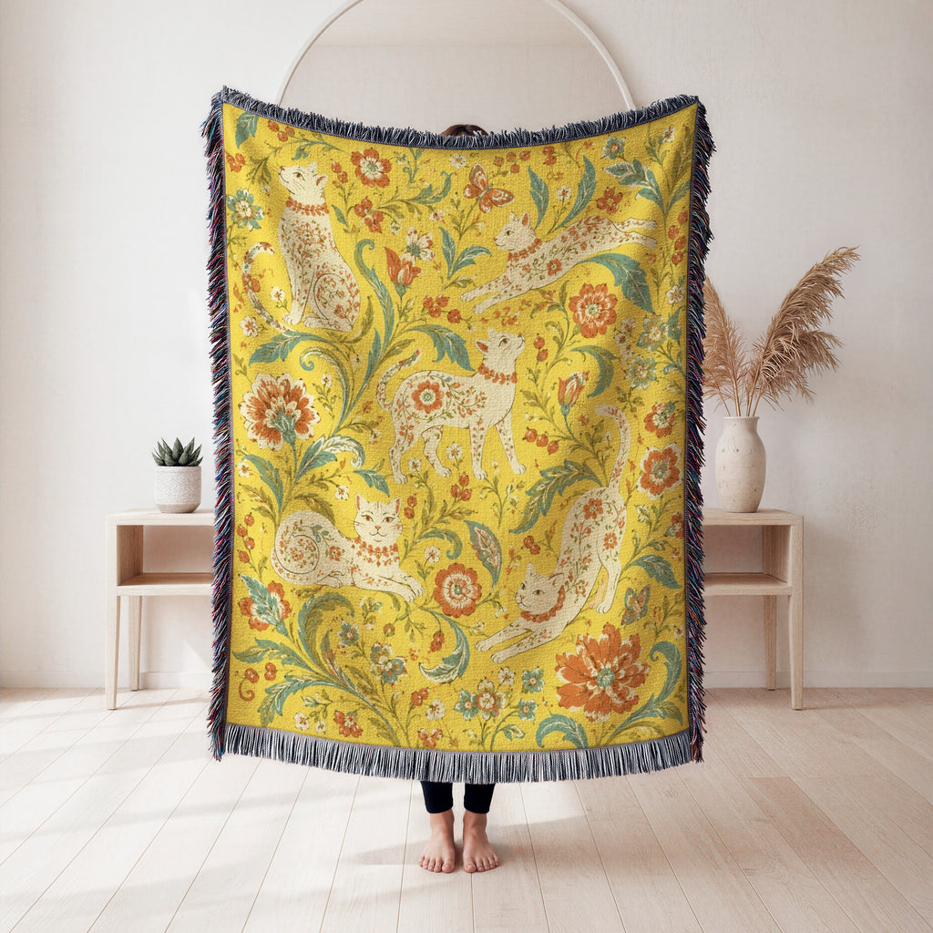 Golden Floral Cat Blanket