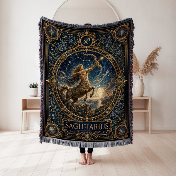 Sagittarius Starlit Centaur Archer Zodiac Blanket