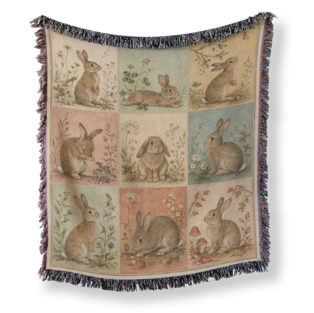 Vintage Woodland Rabbit Blanket