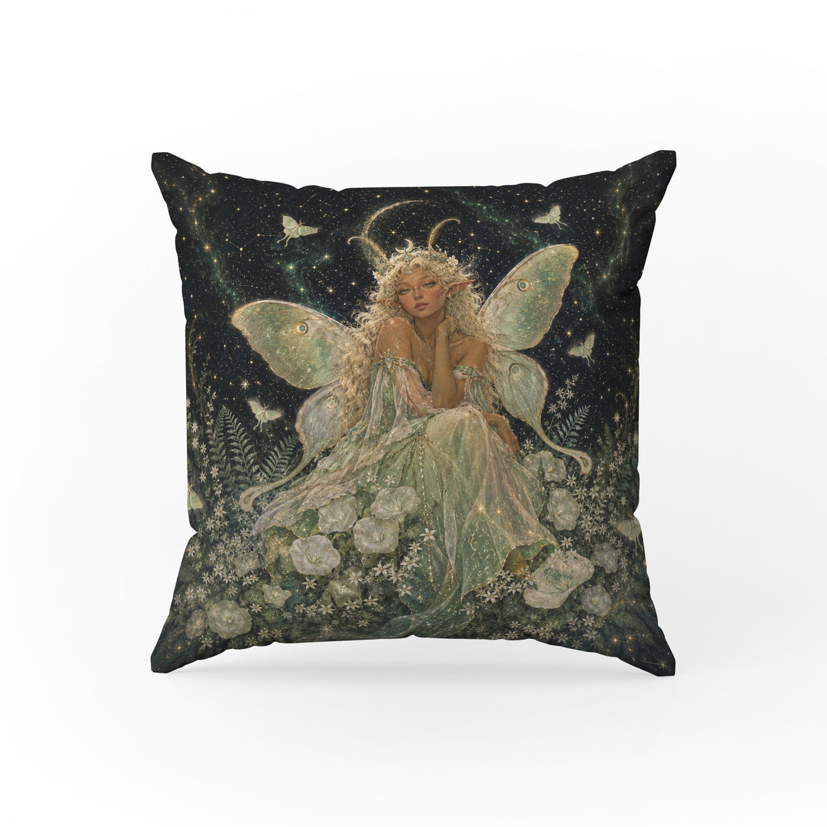 Moonflower Fairy – Ethereal Fantasy Pillow