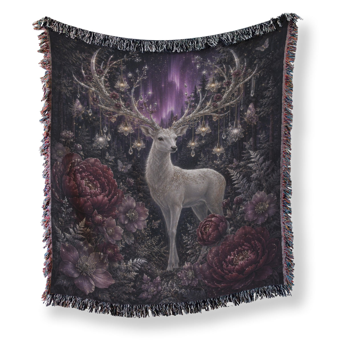 Enchanted White Stag Aurora Blanket Main image