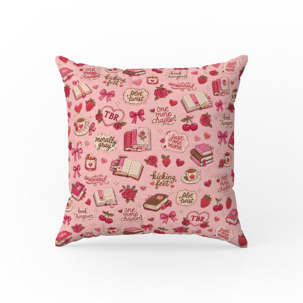 One More Chapter – Pink Book Lover Pillow Main image