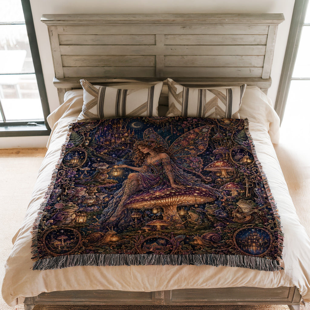 Moonlit Mushroom Fairy Blanket