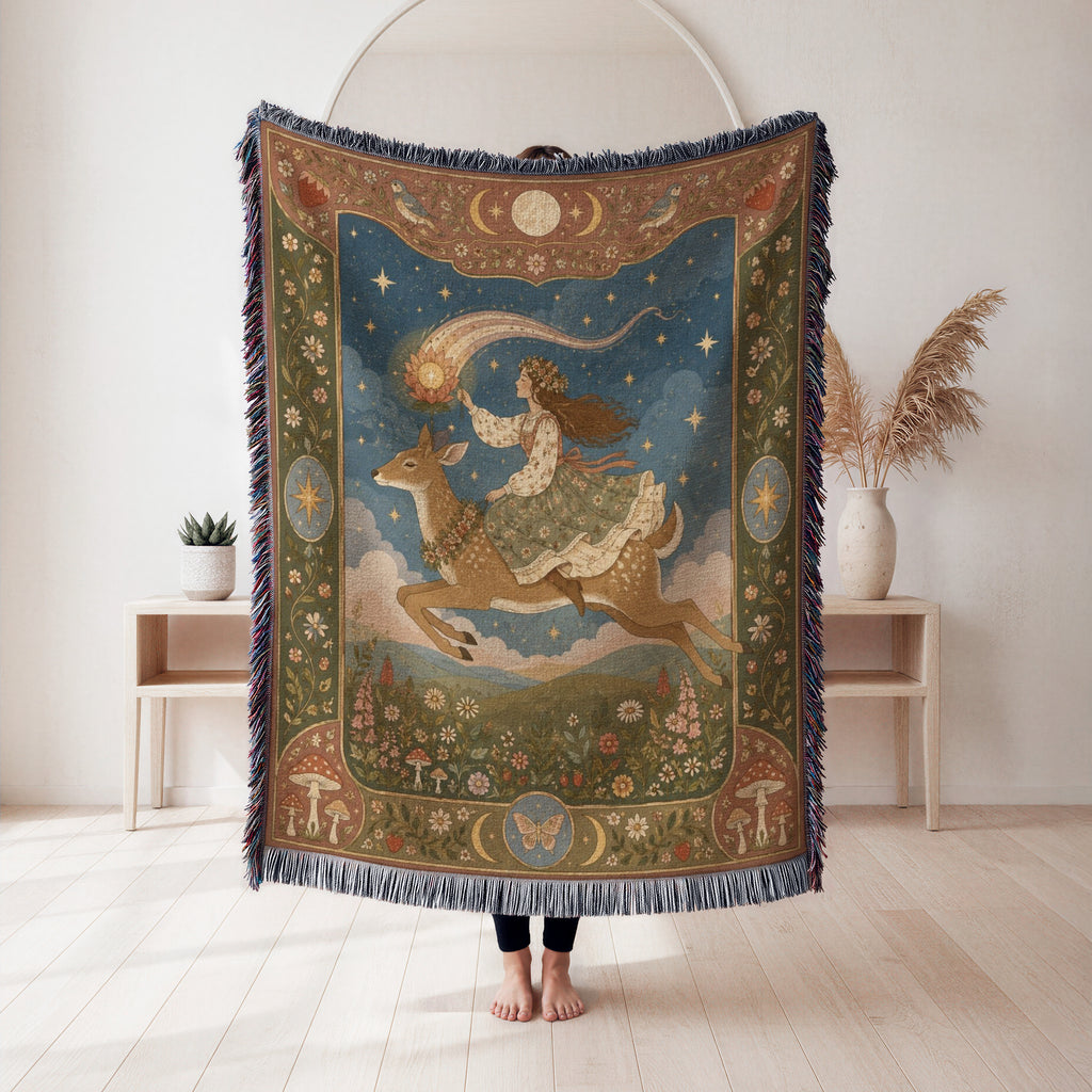 Celestial Deer Rider Blanket
