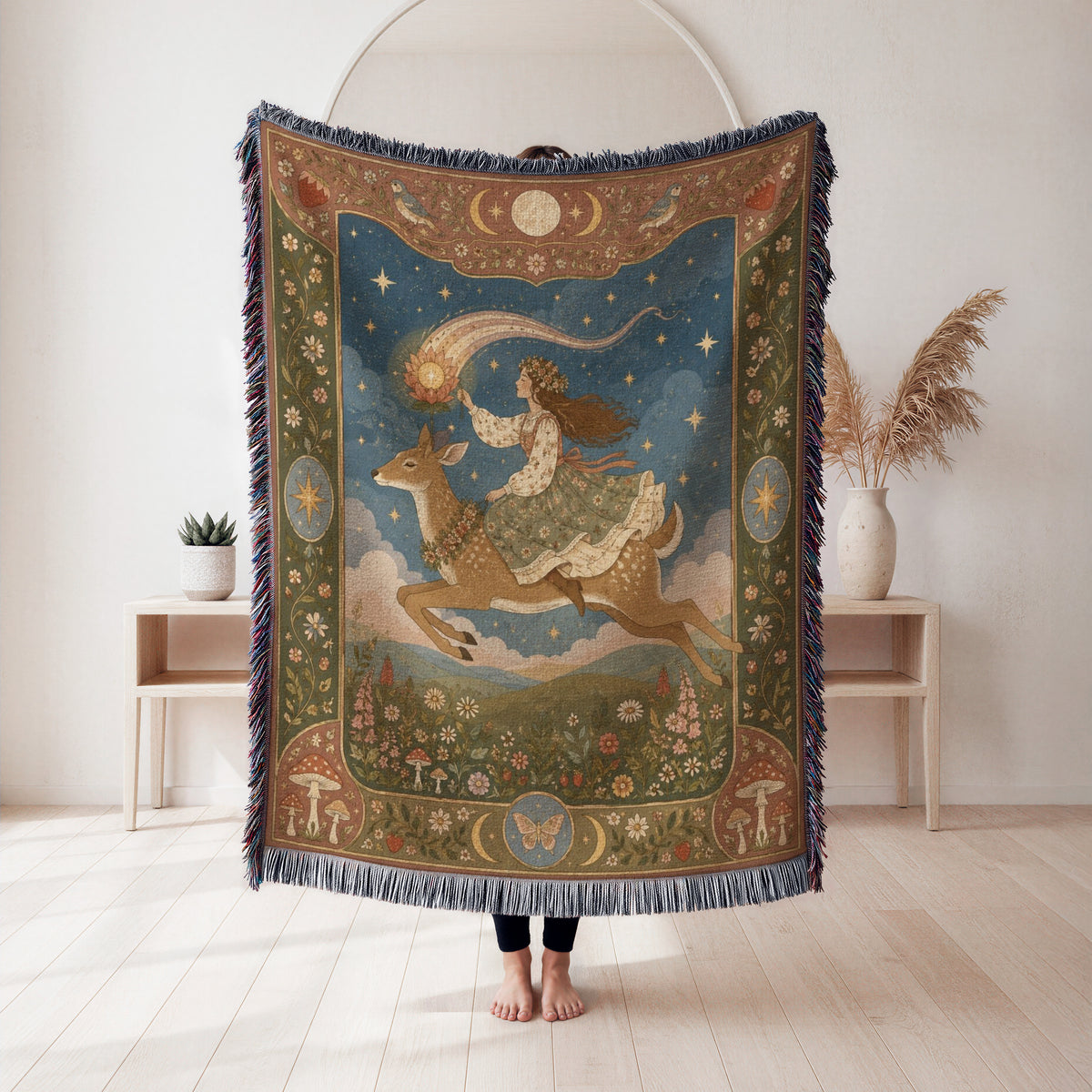 Celestial Deer Rider Blanket