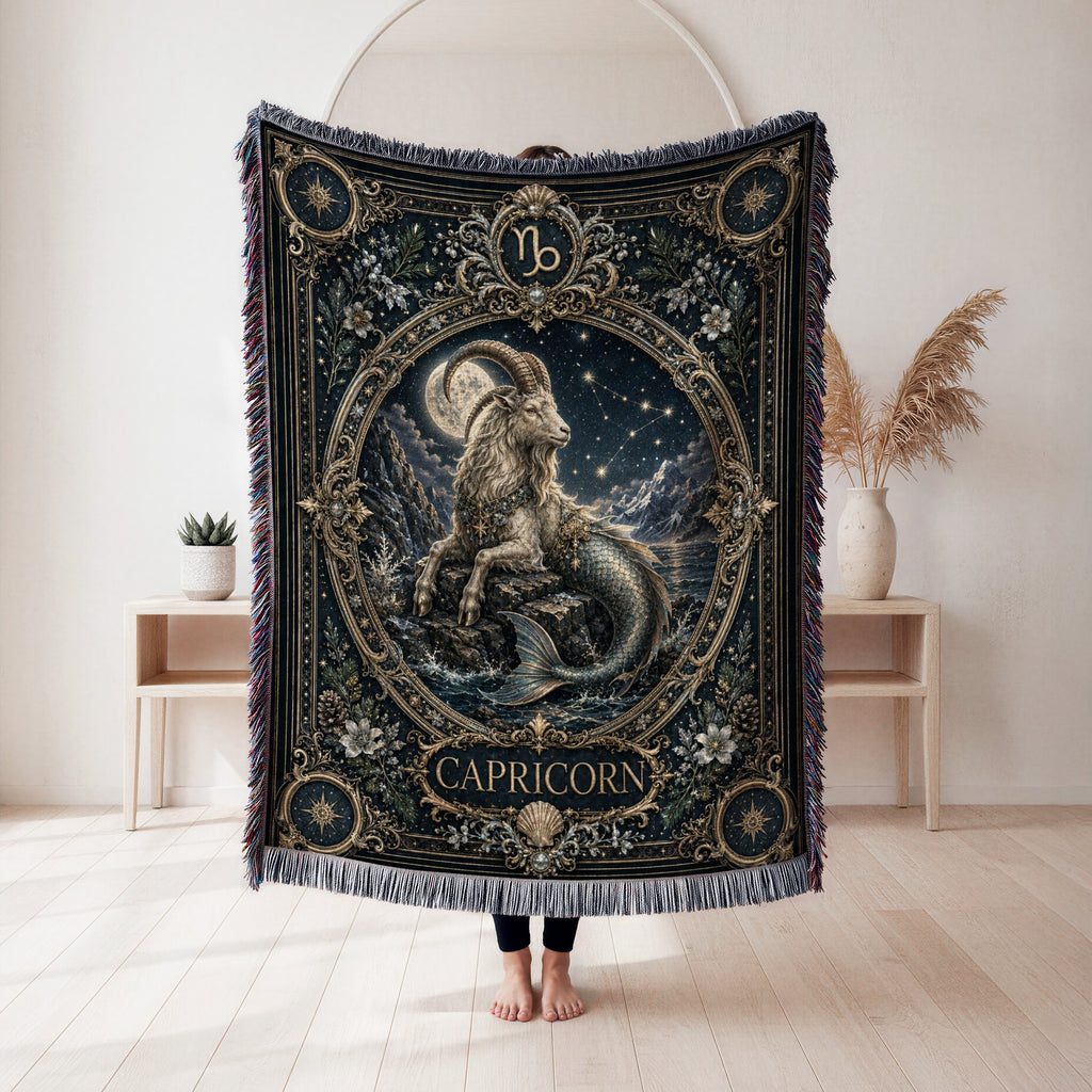 Capricorn Moonlit Sea-Goat Zodiac Blanket
