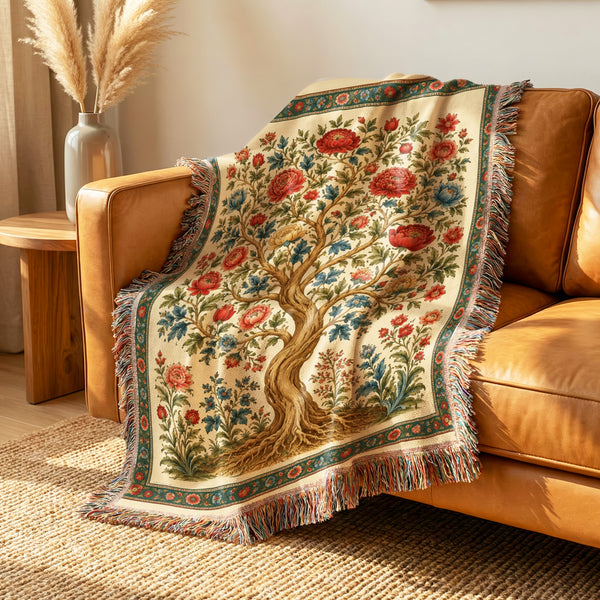 Heritage Bloom Tree Woven Blanket