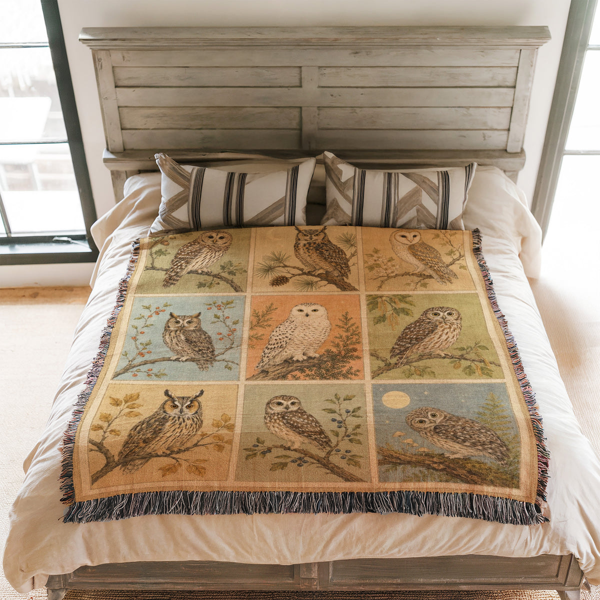 Vintage Woodland Owls Blanket