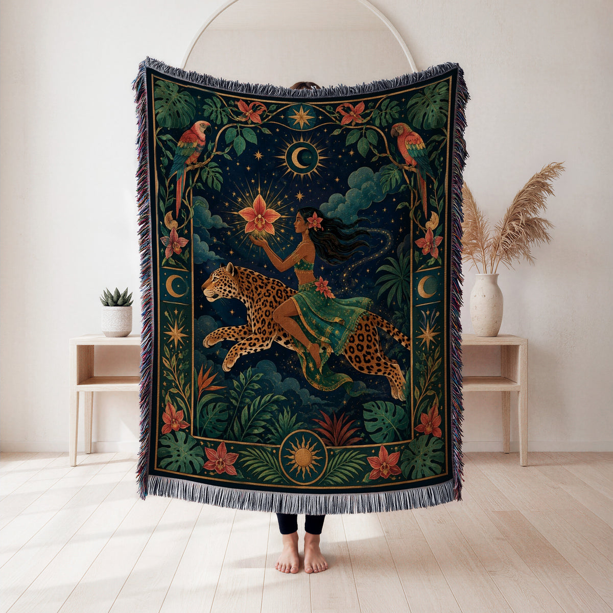 Celestial Leopard Rider Blanket