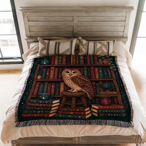 Owl in the Midnight Library Blanket