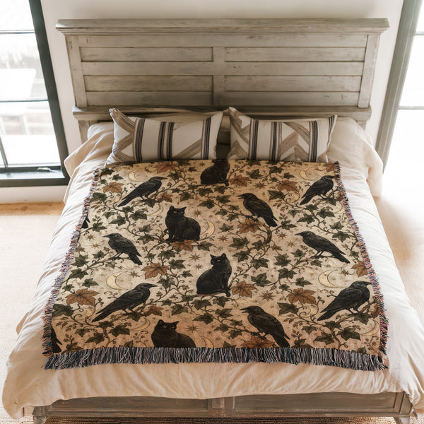 Black Cats & Ravens Celestial Blanket
