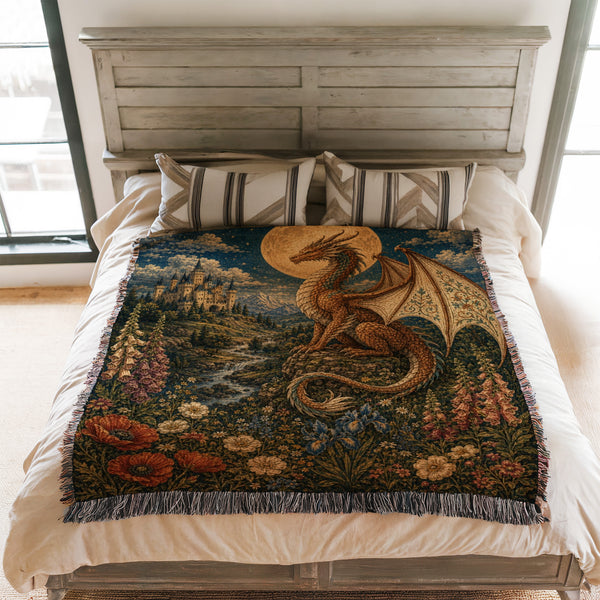 The Golden Moon Dragon Blanket