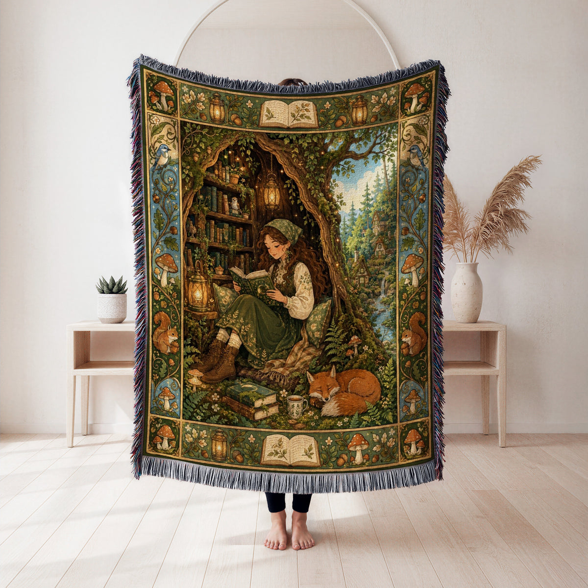 The Woodland Book Nook Blanket