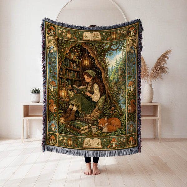 The Woodland Book Nook Blanket