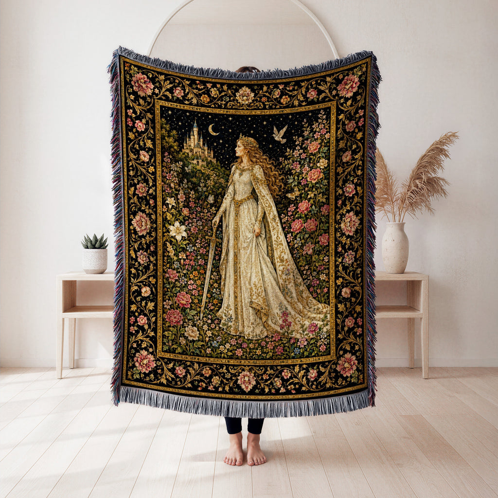 The Lady of the Moonlit Rose Garden Blanket