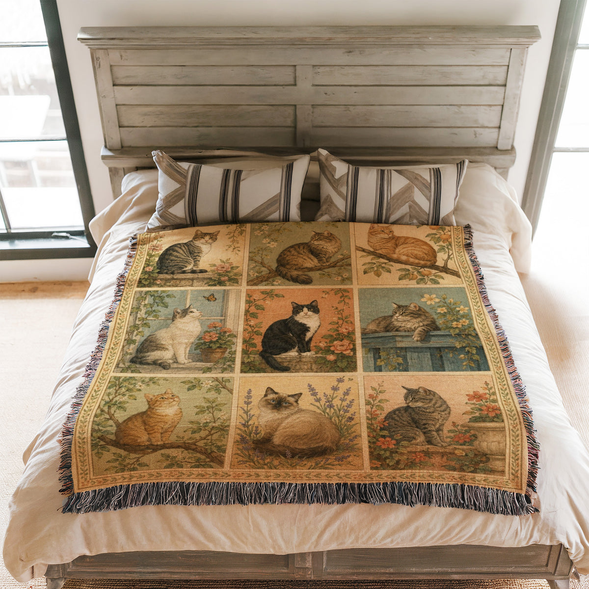 Vintage Garden Cats Blanket