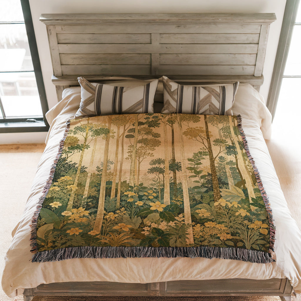 Golden Birch Meadow Blanket