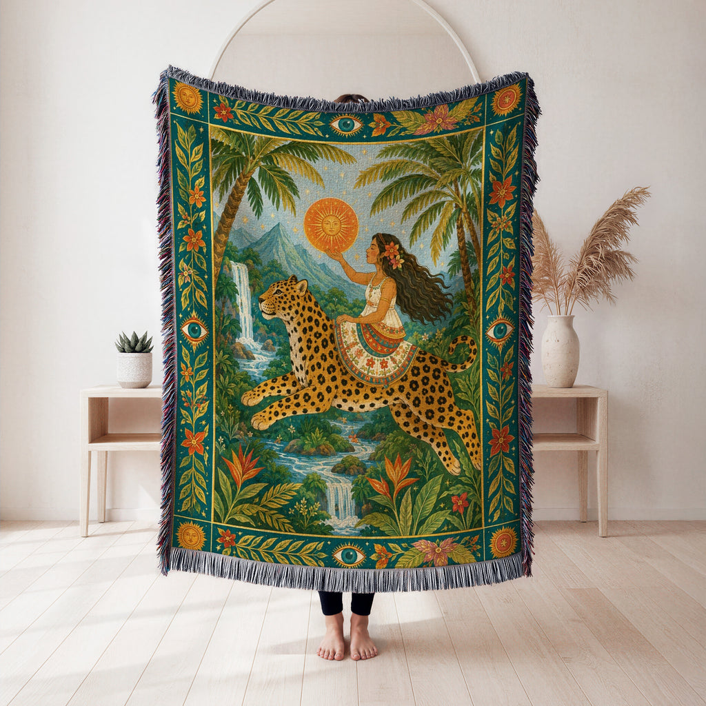 Sunlit Leopard Jungle Blanket