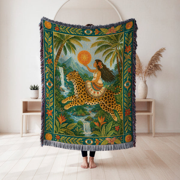 Sunlit Leopard Jungle Blanket