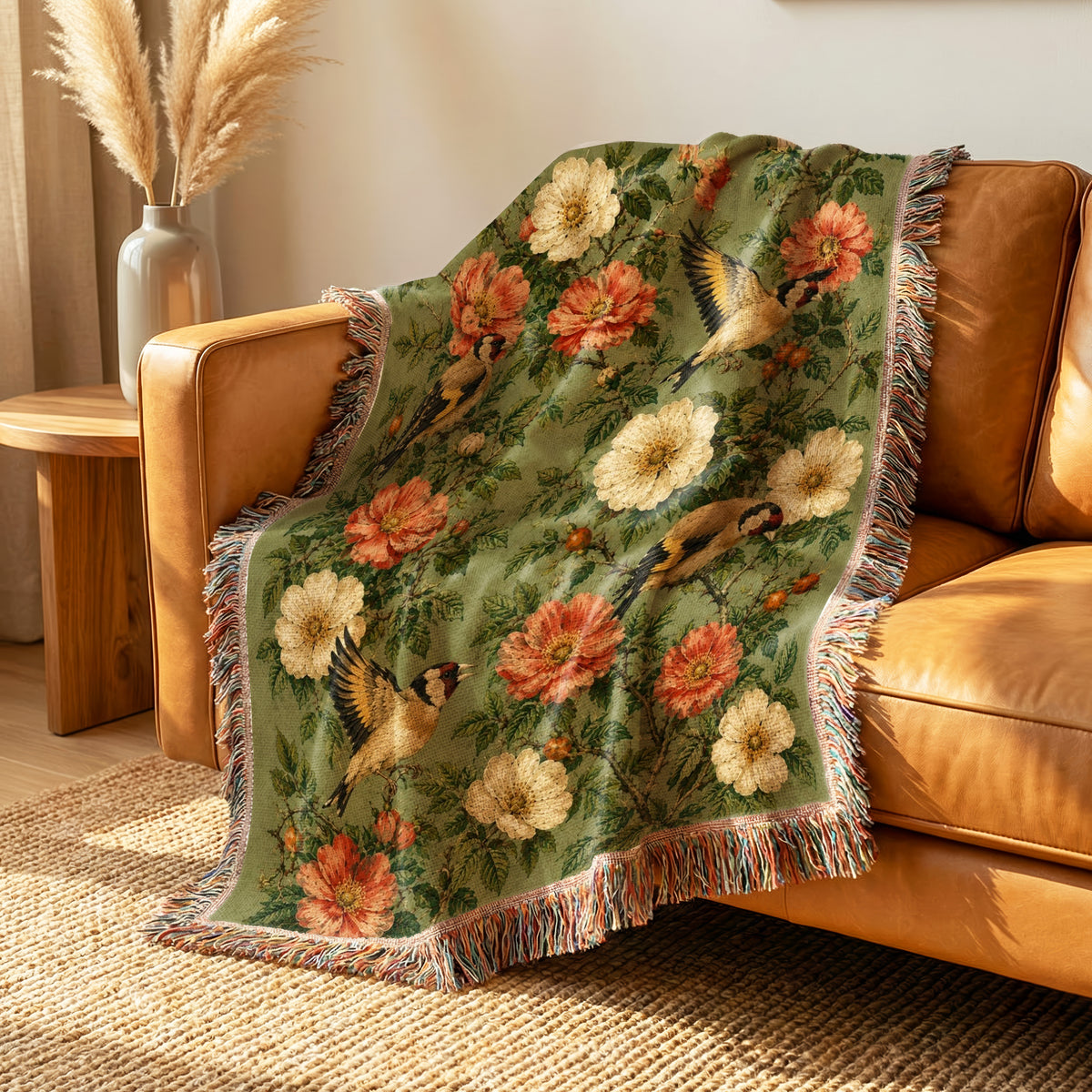 Goldfinch Rose Garden Blanket