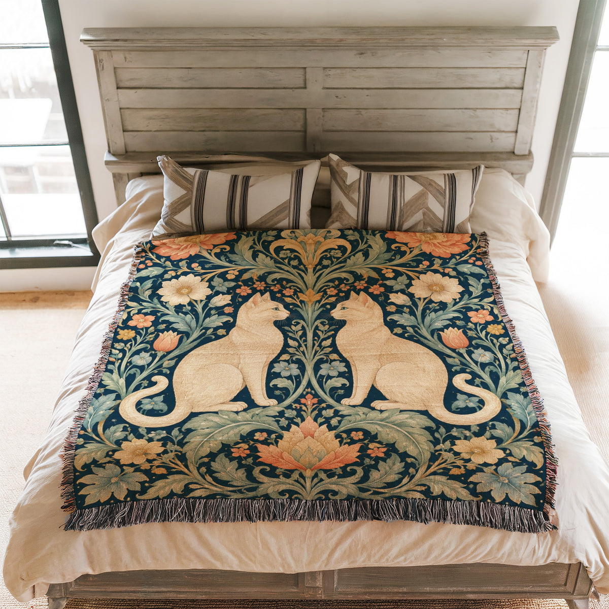 William Morris Inspired Cat Garden Blanket