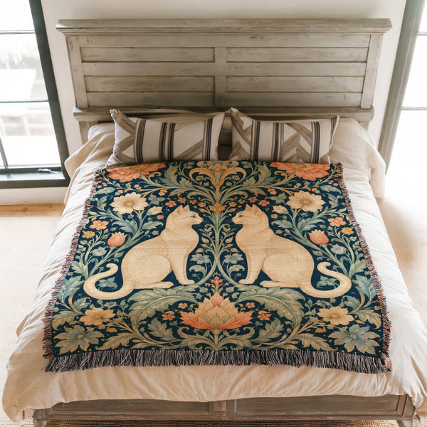 William Morris Inspired Cat Garden Blanket