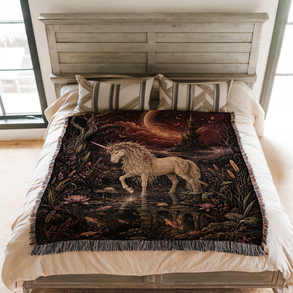 Moonlit Lake Unicorn Blanket