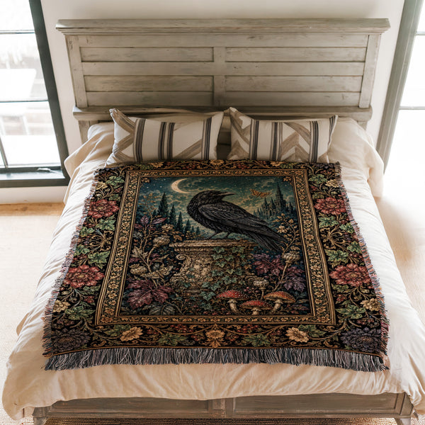 Moonlit Raven Garden Blanket