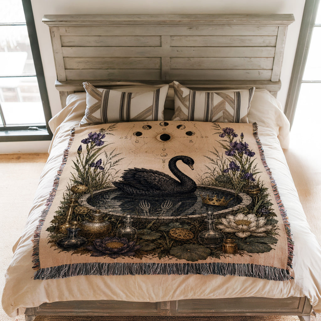 Black Swan Moon Garden Blanket