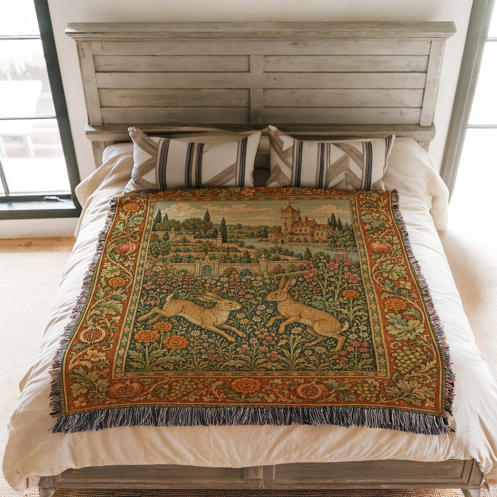 The Hares of the Castle Garden Blanket
