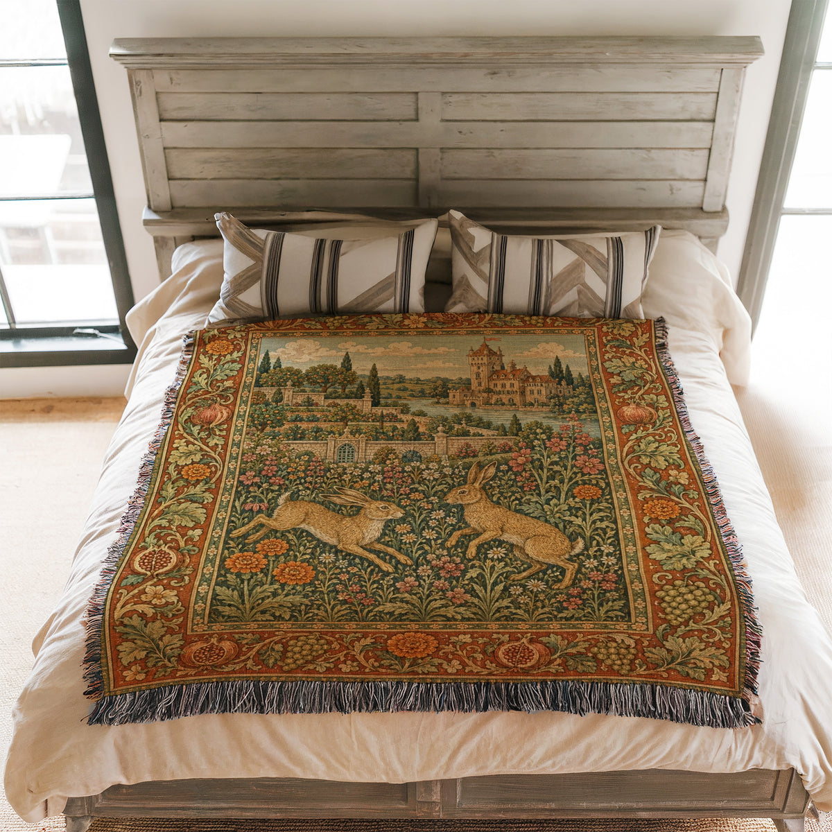 The Hares of the Castle Garden Blanket