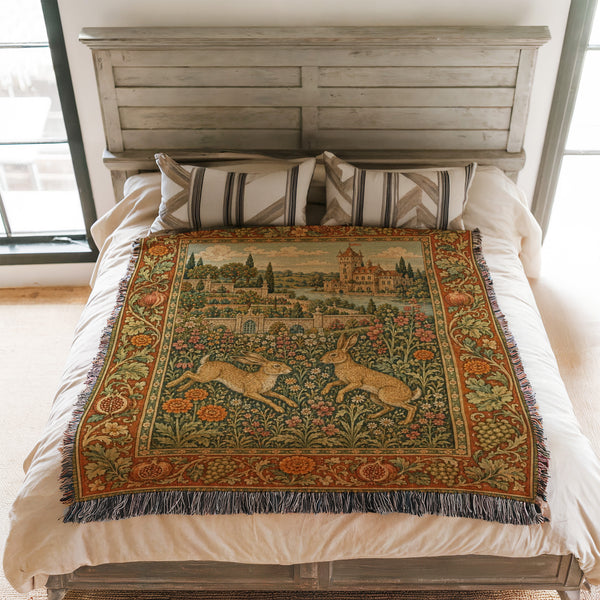 The Hares of the Castle Garden Blanket