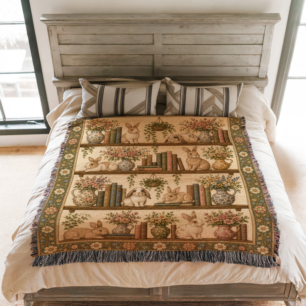 Rabbit Botanical Bookshelf Blanket