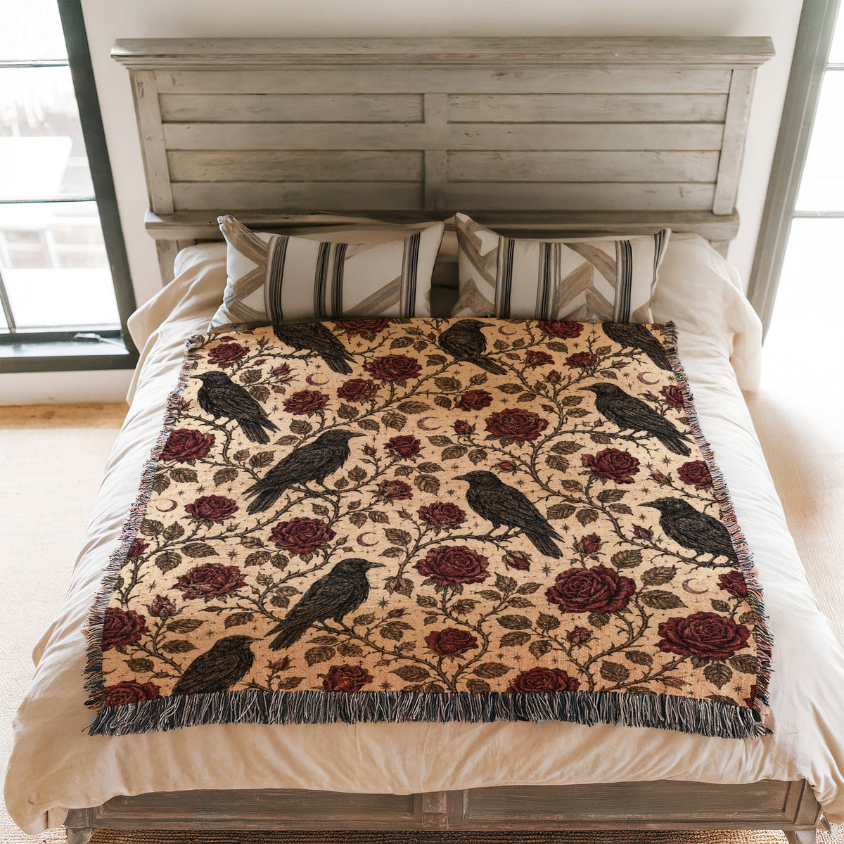 Ravens & Crimson Roses Blanket