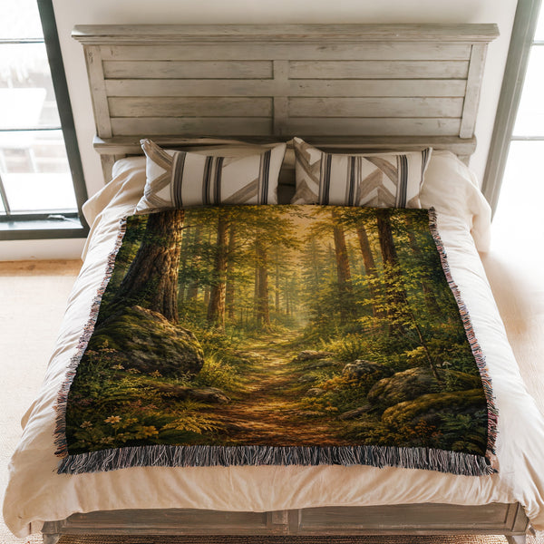 Sunlit Forest Path Blanket