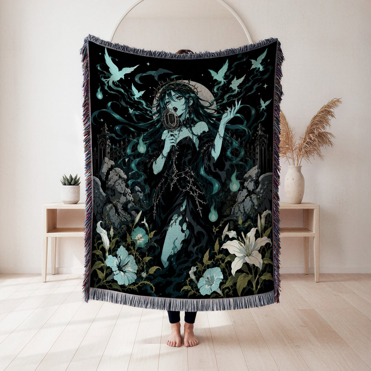 Ghost Singer of the Midnight Garden Blanket