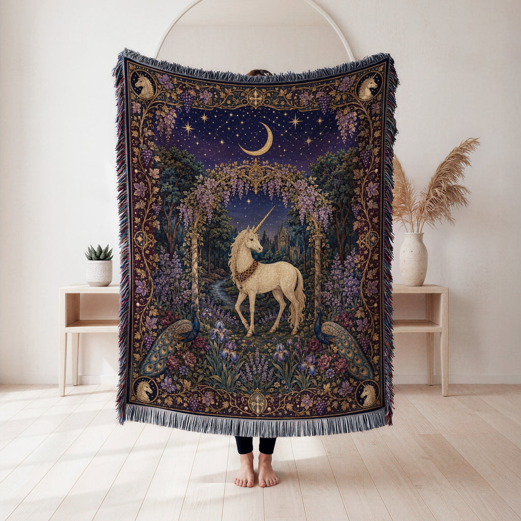 The Wisteria Unicorn Garden Blanket