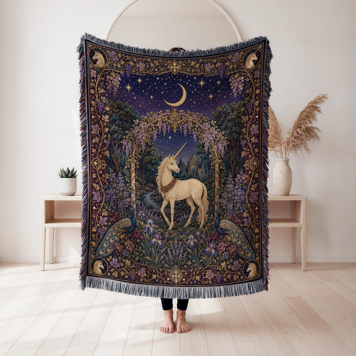 The Wisteria Unicorn Garden Blanket