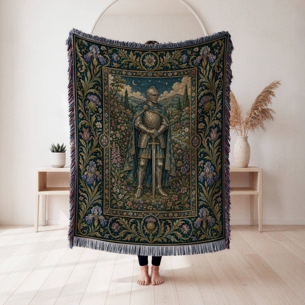 The Moonlit Blue Knight Blanket