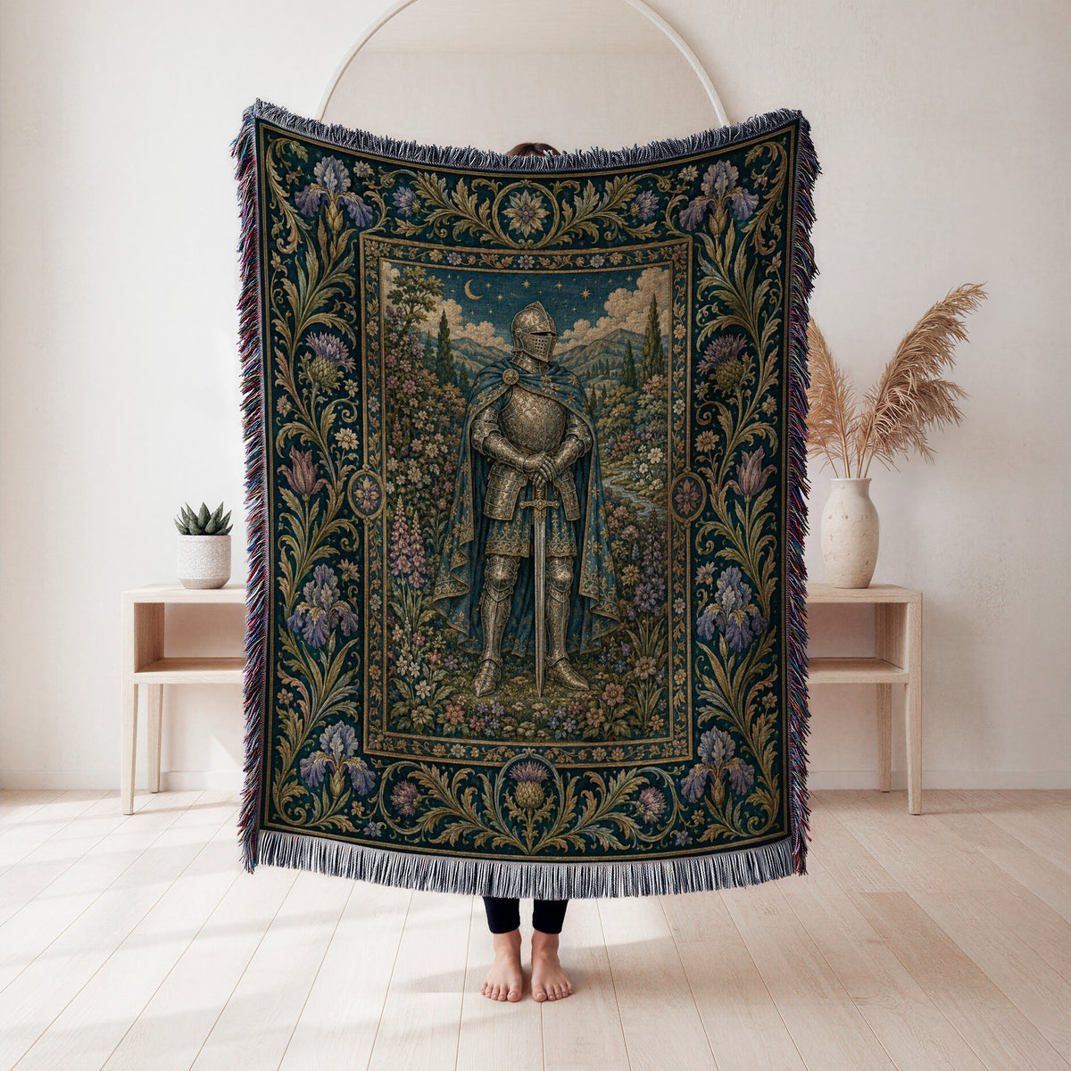 The Moonlit Blue Knight Blanket