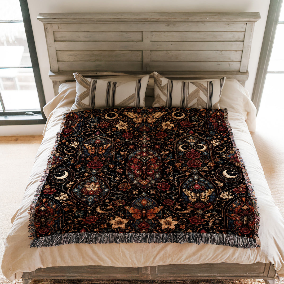 Stained Glass Moth Garden Blanket