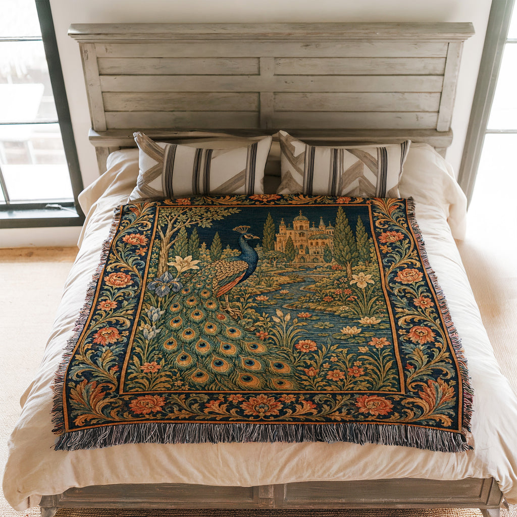 The Peacock Palace Garden Blanket