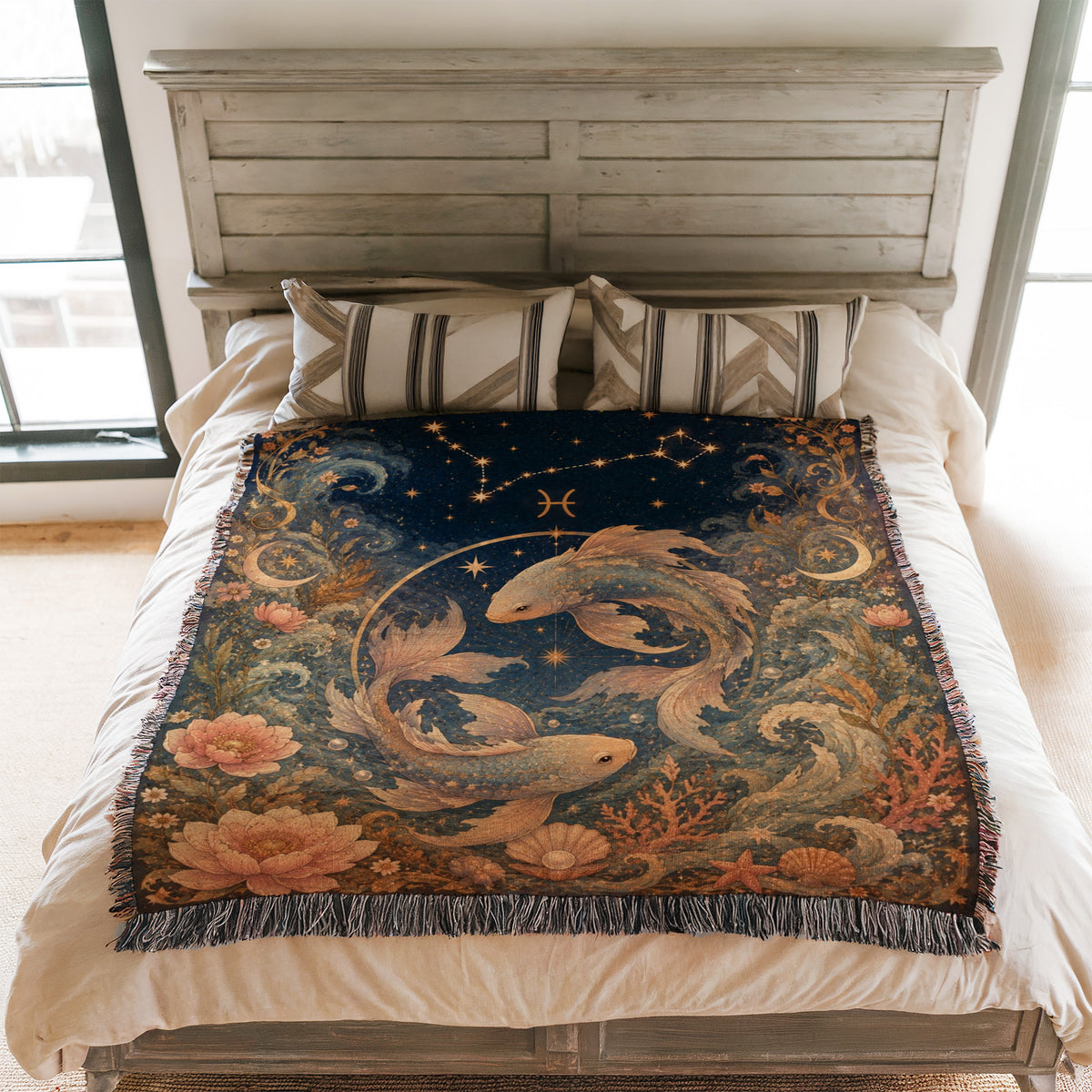Pisces Moonlit Twin Fish Blanket