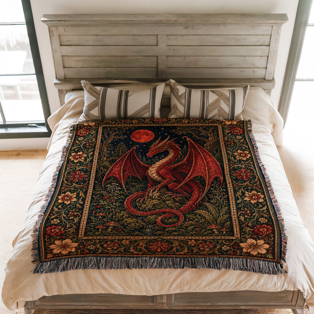 The Blood Moon Dragon Blanket