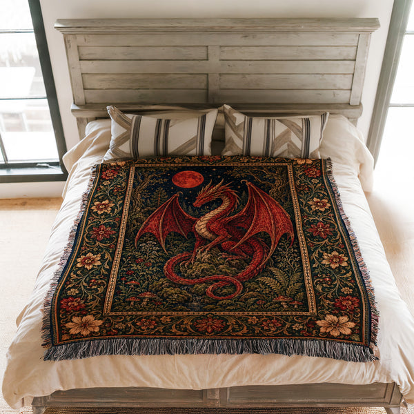 The Blood Moon Dragon Blanket