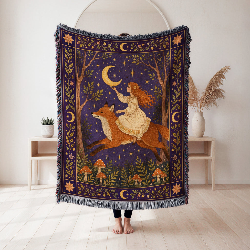 Crescent Moon Fox Blanket